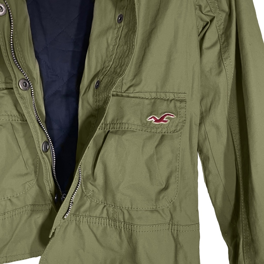 Hollister Olive Green Fur Collar Utility Jacket S - Picture 4 of 12